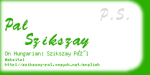 pal szikszay business card